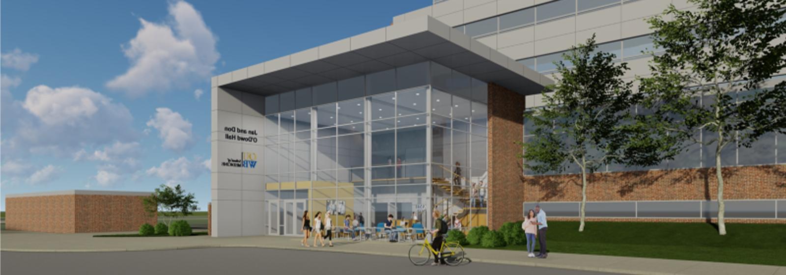 An artist rendering of what the new entrance to O'Dowd Hall might look like